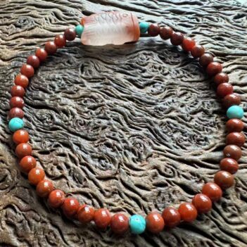 Red Agate Koi & Turquoise Bracelet
